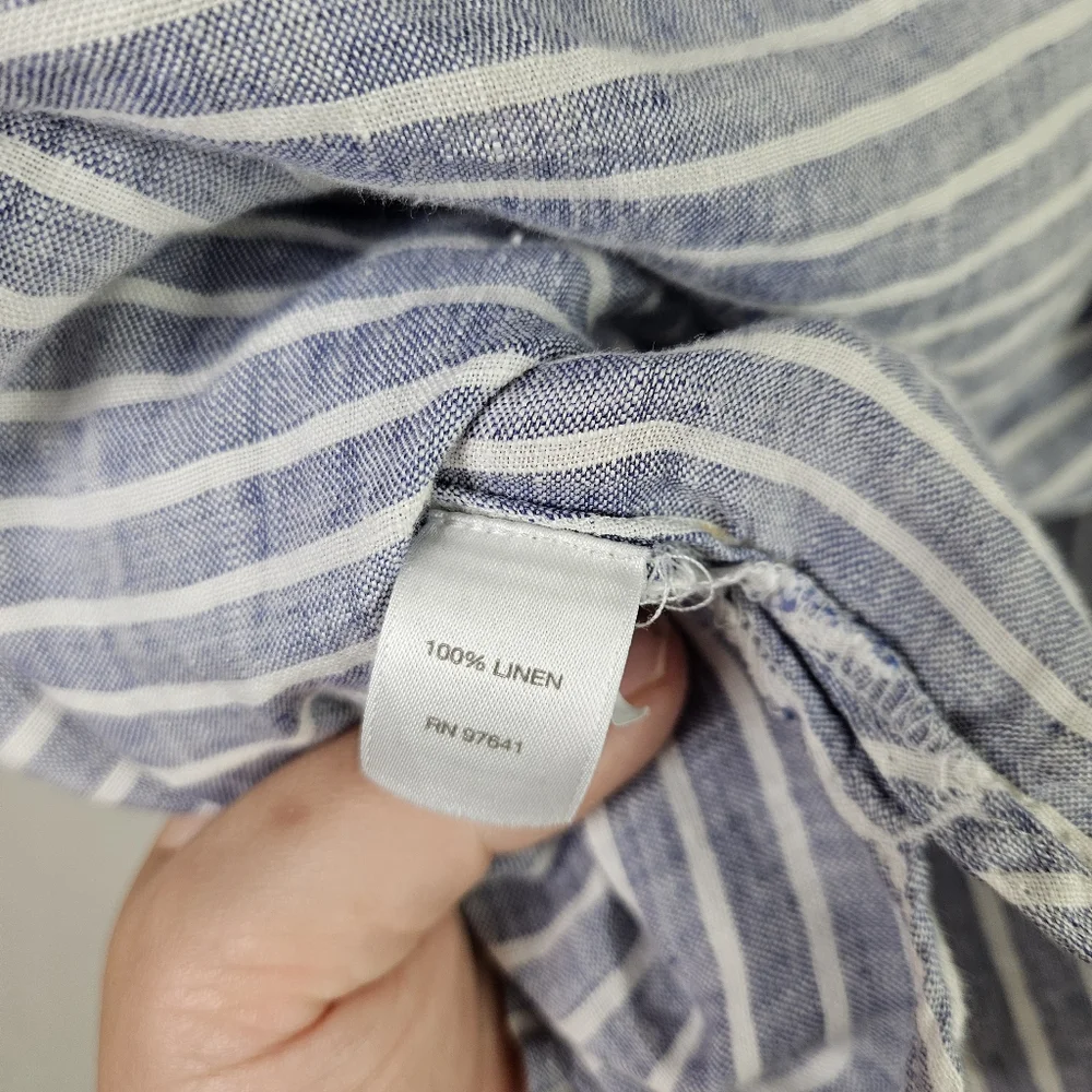 J Jill Love Linen 100% Linen Coastal Nautical Striped Button Down Tank Top MP - Picture 5 of 5